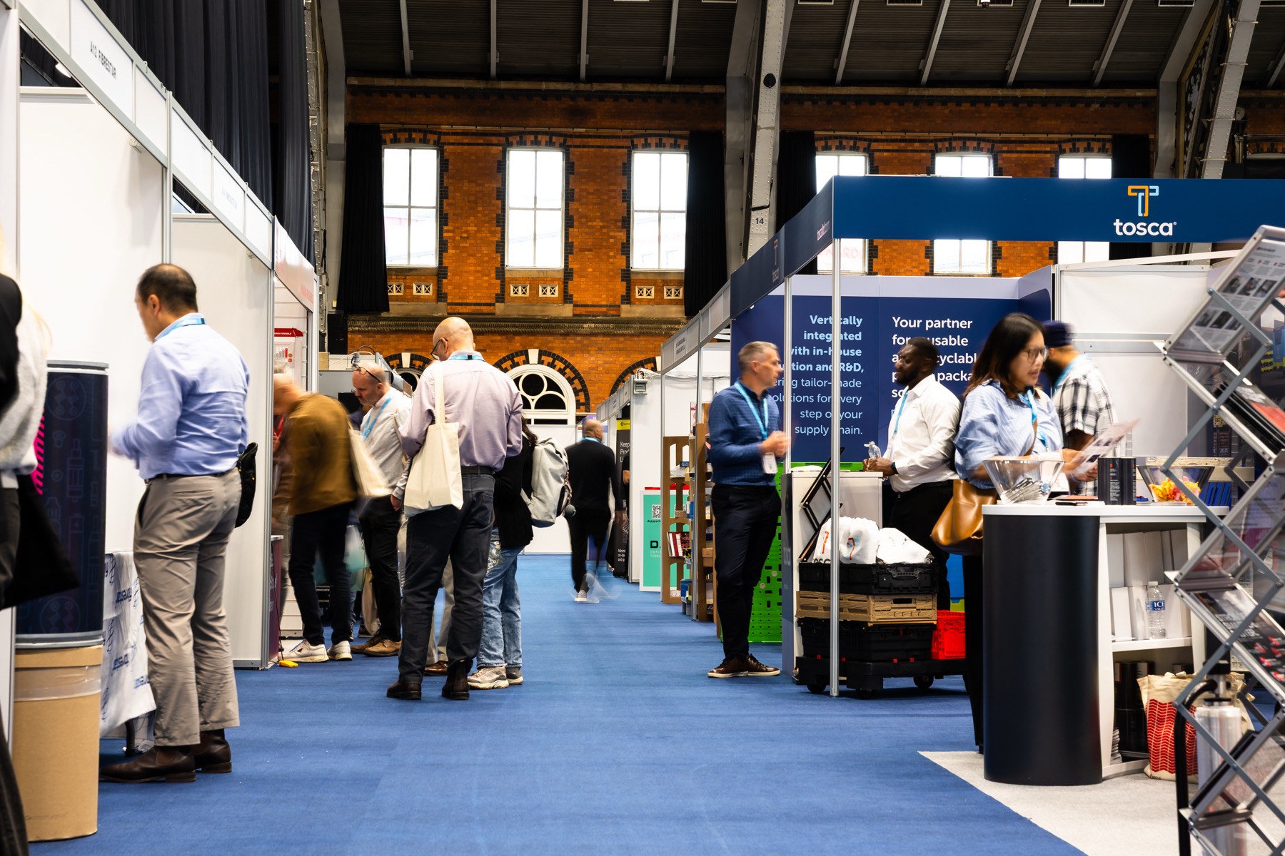 Visitors meeting packaging suppliers on the UKPackaging Expo show floor
